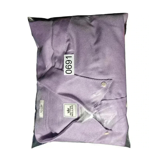 Peter Millar Nanoluxe Purple Check Button-Up Shirt Men’s Size L - Picture 13 of 13